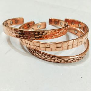Handmade Rustic Copper Stackable Jewelry Stylish Vintage & Minimalist Design Set of 3 Fashion Cuff <b>Bracelets</b> for Women & <b>Men</b> - Product Image 5