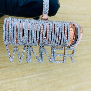 Stylish Silver Plated Moissanite + 925 silver <b>Letter</b> Pendant Themed Unisex Hip Hop Fashion <b>Charm</b> Jewelry Pendants - Product Image 1
