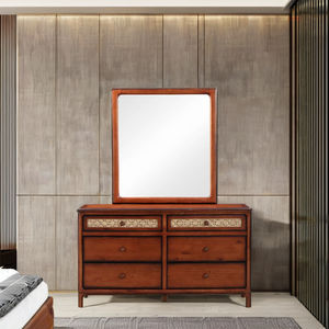 Commode en bois Layton, 6 tiroirs et cadre, miroir, ensemble de meubles de chambre à coucher, emballage standard du fournisseur vietnamien - Product Image 1