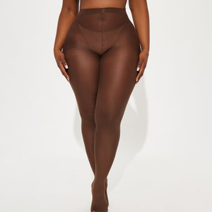Collants opaques marron pour femme, taille haute, sans pieds, doublés polaire, adaptés aux peaux mélaninées - Product Image 3
