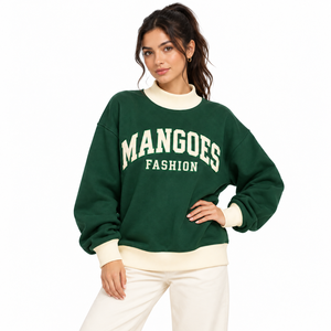 Sudadera de cuello alto para mujer, informal, de forro polar suave, cálida, de manga larga, estilo urbano, con insignia personalizada - Product Image 2