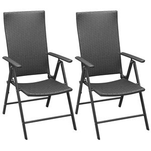 Set di 2 Sedie da Giardino in Rattan PE Nero con Struttura in Alluminio Standard - Product Image 1