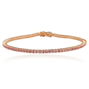18K Pink Sapphire Fashion Tennis Bracelet-Stackable Everyday Sleek Design - Product Image 2