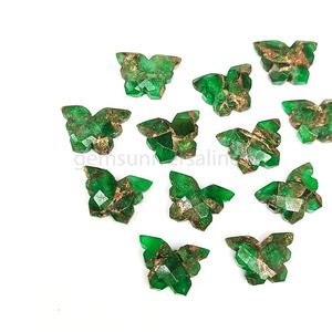 Pierre précieuse sculptée en forme de papillon, turquoise cuivrée verte, mini-briolette de cristal de 14 mm pour la fabrication de bijoux, fournitures en gros de pierres précieuses - Product Image 5