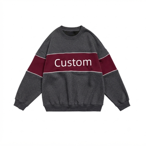 Sweat-shirt personnalisé à blocs de couleur pour femme, col rond, manches longues, 100 % coton tricoté, respirant, imprimé lettres sur le devant, collection automne - Product Image 1