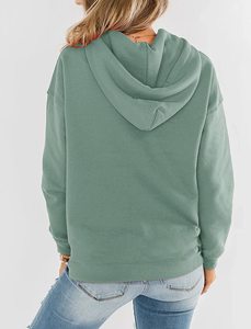 Sweat à capuche long en tricot pour femme, style streetwear, coupe oversize à épaules tombantes, confortable pour l'hiver, avec badge d'entraînement - Product Image 2