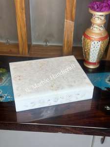 Boîte à bijoux en marbre indien fait main avec incrustations blanches, design magnifique, taille 10x15cm - Product Image 4