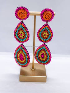 Pendientes Colgantes Hechos a Mano con Cuentas, Lindos, con Forma de Flor de Pascua y Pollo, Joyería de Cuentas de Semillas Multicolor, Estilo Bohemia, Regalo, Diseño Personalizado - Product Image 4