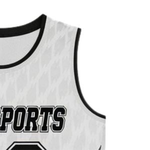 Maillot de lacrosse unisexe blanc et noir en polyester léger, vêtement de sport athlétique, uniforme d'équipe, vêtements de performance - Product Image 5