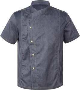 Chemises de chef pour hommes à séchage rapide avec logo personnalisé, grande taille, respirantes, manches courtes, en polyester - Product Image 4