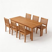 Juego de Mesa y Sillas de Comedor de Madera de Teca Premium para Patio, Restaurante, Hotel, Jardín, Patio Trasero, Muebles Duraderos para Exteriores
