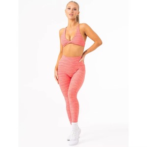 New Custom OEM Women Coral Marl V Scrunch Leggings & Bra Set 2 Piece Women Workout Set New Breathable Scrunch Butt Yoga Leggings - Product Image 1