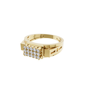 Aarinya Bague Chevalière pour Homme en Or 14K avec Diamant de Laboratoire Souverain, Grappe de 15 Pierres en Matrice Encastrée Pavée de Diamants, Cadeau de Fiançailles - Product Image 4