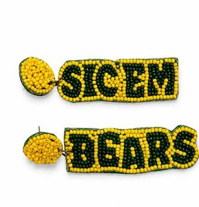Pendientes de Aro Personalizados Hechos a Mano con Diseño de los Baylor Bears SIC EM, Joyería Deportiva para el Día del Partido, Venta al Por Mayor OEM ODM - Product Image 1
