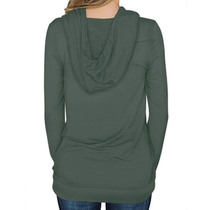 Nueva Llegada 2026 Sudadera de Algodón con Capucha y Manga Larga para Mujer, Color Sólido, con Bolsillos, Estilo Casual para Otoño/Invierno - Product Image 4