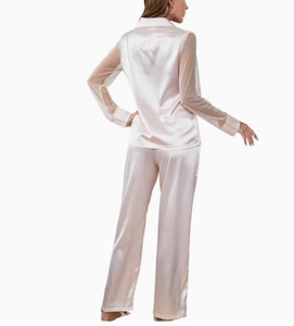 Vêtements de nuit pour femmes, ensemble de pyjama en soie 2 pièces - Product Image 3