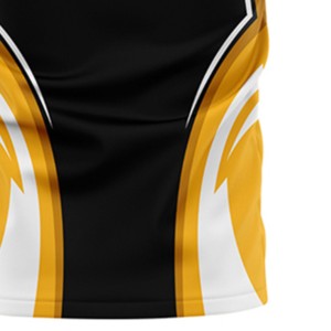 Maillot de football pour homme noir et jaune à col en V, impression sublimée, évacuation de l'humidité, manches courtes, coupe classique, vêtements de sport pour adultes - Product Image 4