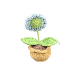 Blue Sunflower Smile - Muñeco de Ganchillo Hecho a Mano al por Mayor, Temática Floral, Planta en Maceta, Muñeco de Hilo, Regalo, Amigurumi, Arte en Papel, Marca Viet - Product Image 4
