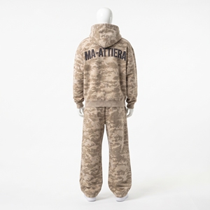 Men's Beige Digital <b>Camouflage</b> <b>Tracksuit</b> Set Zip Up Hoodie And Baggy Sweatpants Custom Streetwear Two Piece - Product Image 6
