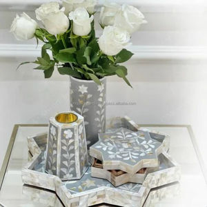 Classic Aaliya <b>Bukhoor</b> Incense Set handcrafted resin <b>burner</b> with mother of pearl and bone inlay tray for timeless elegance - Product Image 4