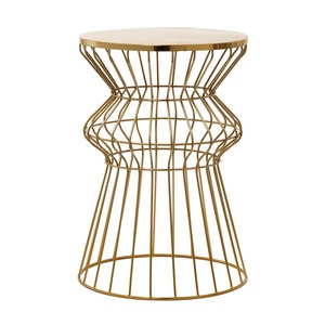 Hot Selling Modern Design Gold <b>High</b> Quality Metal Iron Frame Wooden Top <b>Side</b> <b>Table</b> for Living Room Home Furniture - Product Image 5