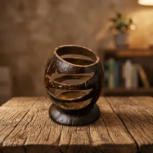 Handmade Carved Wood Pen Holder Round Antique Home Decor Craftsmanship KOTTRAVAI Brand Tamil Nadu - Product Image 6