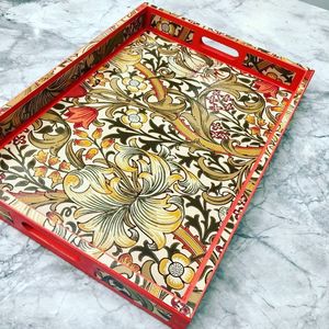 Hand-Painted Eco-Friendly Wooden Serving Tray Set of 3 Farmhouse Decor Ottoman Trays for Coffee <b>Tables</b> & <b>Bedside</b> <b>Tables</b> - Product Image 4