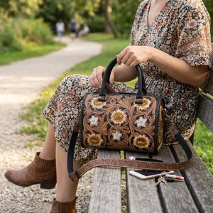 Checkered Genuine Leather Shoulder Bag Women <b>Handbag</b> Zipper Purse Portable Daily Travel Bag - Product Image 4
