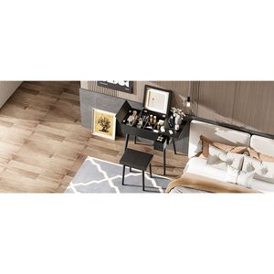 Tavolo da Trucco Nero da 70,9 cm con Specchio LED Ribaltabile, Stazione di Ricarica e 2 Cassetti Pieghevoli - Product Image 5