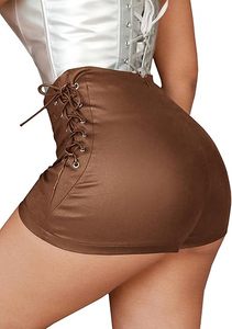 Shorts de Piel Sintética Personalizados para Mujer, Shorts Casuales de Moda con Tacto Suave de Piel Sintética PU, Servicio de Marca Privada - Product Image 2