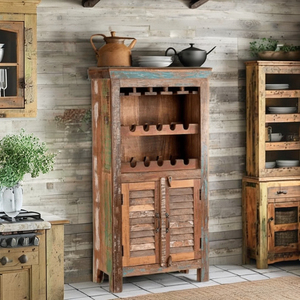 Mueble de Almacenamiento Extensible de Madera Maciza Estilo Antiguo para Bar de Vinos, con 4 Cajas de Almacenamiento y Cajones, Mueble Plegable para Comedor - Product Image 1