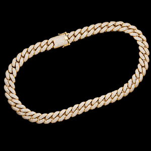 Meilleures ventes : Chaîne cubaine entièrement pavée de micro-moissanites, plaquée or, style hip-hop, faite à la main, prix de gros - Product Image 2