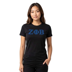 GREEK TREASURES เสื้อยืดผู้หญิง Zeta Phi Beta Sorority แบบลำลอง ผ้าเจอร์ซีย์ปักตัวอักษร คุณภาพสูง ระบายอากาศได้ดี 100% - Product Image 1