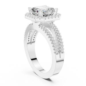 Bague de mariage pour femme en or blanc 14 carats avec diamant de laboratoire taille Asscher classique de haute qualité, certifié GRA, prix raisonnable - Product Image 4