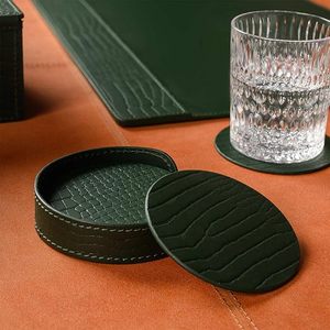 Premium Leather Coaster set of 6 for Dining <b>Table</b> Tea Coffee Mug Coasters Stylish <b>Table</b> <b>Protection</b> for Home Office - Product Image 2
