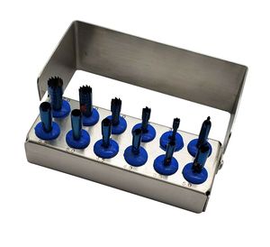 Kits d'implants dentaires 8 pièces, perce-tissus manuel réutilisable en titane, trephine, foret en acier inoxydable allemand certifié CE BBI-381 pour os - Product Image 6