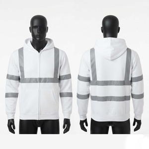 Chaqueta de Trabajo Premium de 300 GSM, 100% Algodón, Blanca, con Cierre Completo, Paneles con Cinta Reflectante, Logotipo Personalizado, Uniforme de Trabajo de Seguridad Digital - Product Image 1