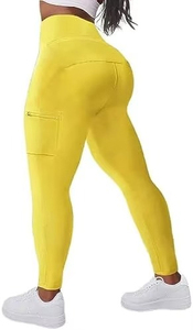 Breathable High Quality Women <b>Leggings</b> Unique Design Multi <b>Pockets</b> High Vintage Style Polyester+Spandex Fabric Custom Colors - Product Image 4