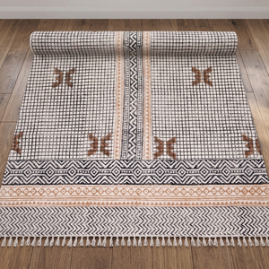 Alfombras de Área Hechas a Mano de Algodón con Tejido Plano, Antideslizantes, Lavables, Reversibles, con Estampado de Bloques, Tamaño Personalizado para Sala de Estar, Dormitorio, Oración - Product Image 5