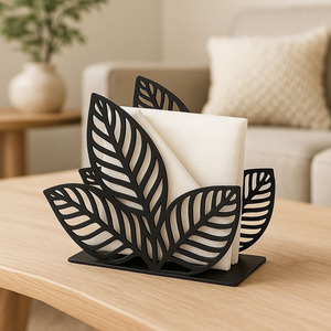 Encantador Porta Servilletas de Metal Negro con un Audaz Diseño de Letras Recortadas, Perfecto para Decoración de Mesa de Comedor Estilo Rústico - Product Image 6