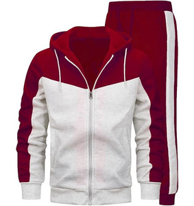 Men's Orange White Color Block Tracksuit <b>Hooded</b> Full <b>Zip</b> Jacket Matching Pants Casual Sportswear Autumn Wear - Product Image 5