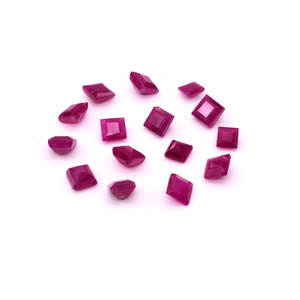 Rubis africains naturels non traités, carrés calibrés de 3 mm, pierres précieuses de rubis naturelles facettées pour la fabrication de bijoux, prêtes à l'emploi - Product Image 1