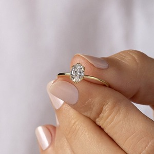 แหวนแต่งงานทรงวงรี ทองคำแท้ 14k ประดับเพชรโมอิสซาไนต์ทรงวงรี สวยงาม เหมาะสำหรับเป็นของขวัญวันครบรอบ/แหวนแต่งงานสำหรับผู้หญิง - Product Image 6