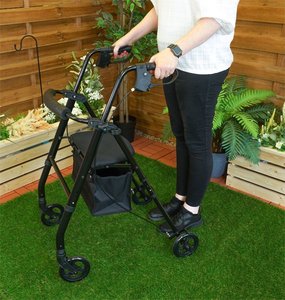 Lightweight Folding 4-Wheel <b>Rollator</b> Height Adjustable Handles & Legs Padded Seat with Storage Bag 136kg Capacity Ergonomi - Product Image 5
