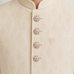 Botones de Lujo Personalizados de Latón con Esmalte Blanco Pintado a Mano, Diseño Floral de Enredadera Azul, Botón de Cerámica para Traje de Hombre, Blazer, Sherwani - Product Image 3