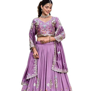 Lehenga Choli de Seda Pura de Alta Calidad con Bordado de Lentejuelas, Traje de Novia Indio para Bodas y Fiestas, al Mejor Precio para Damas - Product Image 1