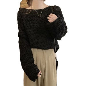 Suéter de Moda para Mujer, Cuello Cuadrado, Manga Farol, Color Sólido, 100% Poliéster, Secado Rápido, Transpirable, para Todas las Temporadas - Product Image 3