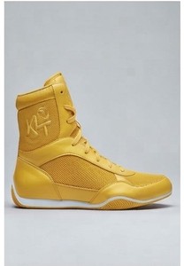 KLTW INT'L Chaussures de lutte montantes pour hommes, hiver, jaunes, tige en PU, doublure en maille, semelle extérieure en caoutchouc, baskets d'entraînement de combat, salle de sport, ring - Product Image 4