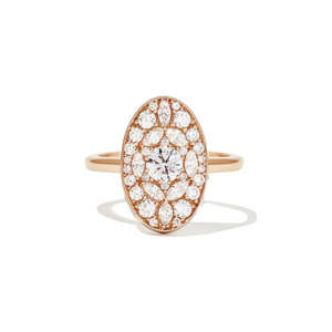Bague en or 14 carats Art Déco de luxe avec diamants pour femmes - Product Image 4