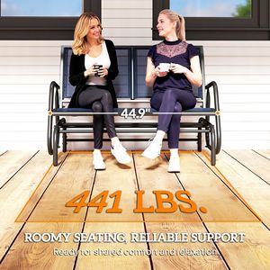 2 Person Outdoor Glider Bench Comfortable Patio Double <b>Swing</b> Loveseat Steel <b>Frame</b> Egg <b>Swing</b> Feature Dark Blue Metal Material - Product Image 6